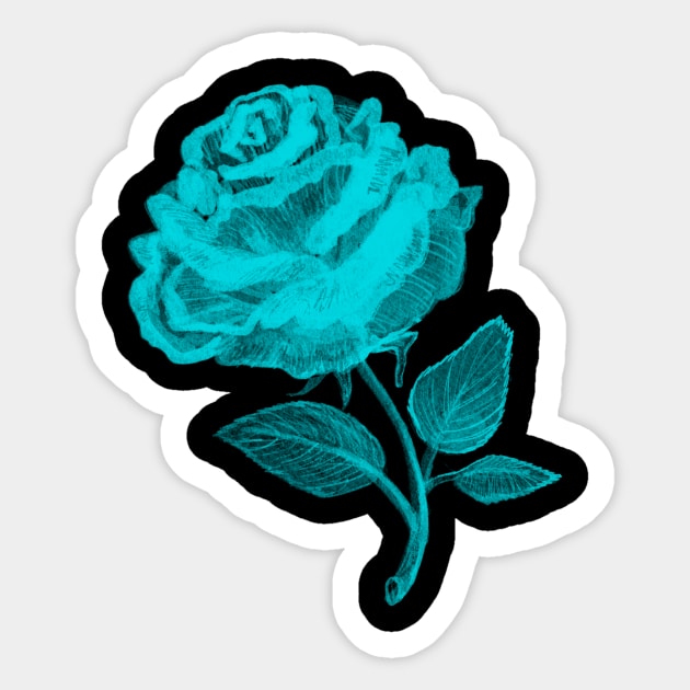 Bright Blue Rose of Hope Sticker by MarielaArtShop